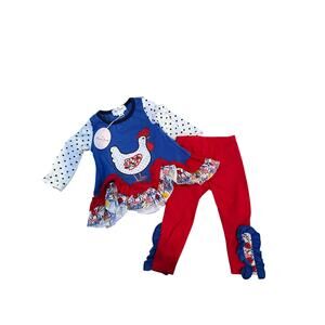 NWT Marie Nicole Clothing Girls Red Blue Boutique Outfit Set Size 3XS